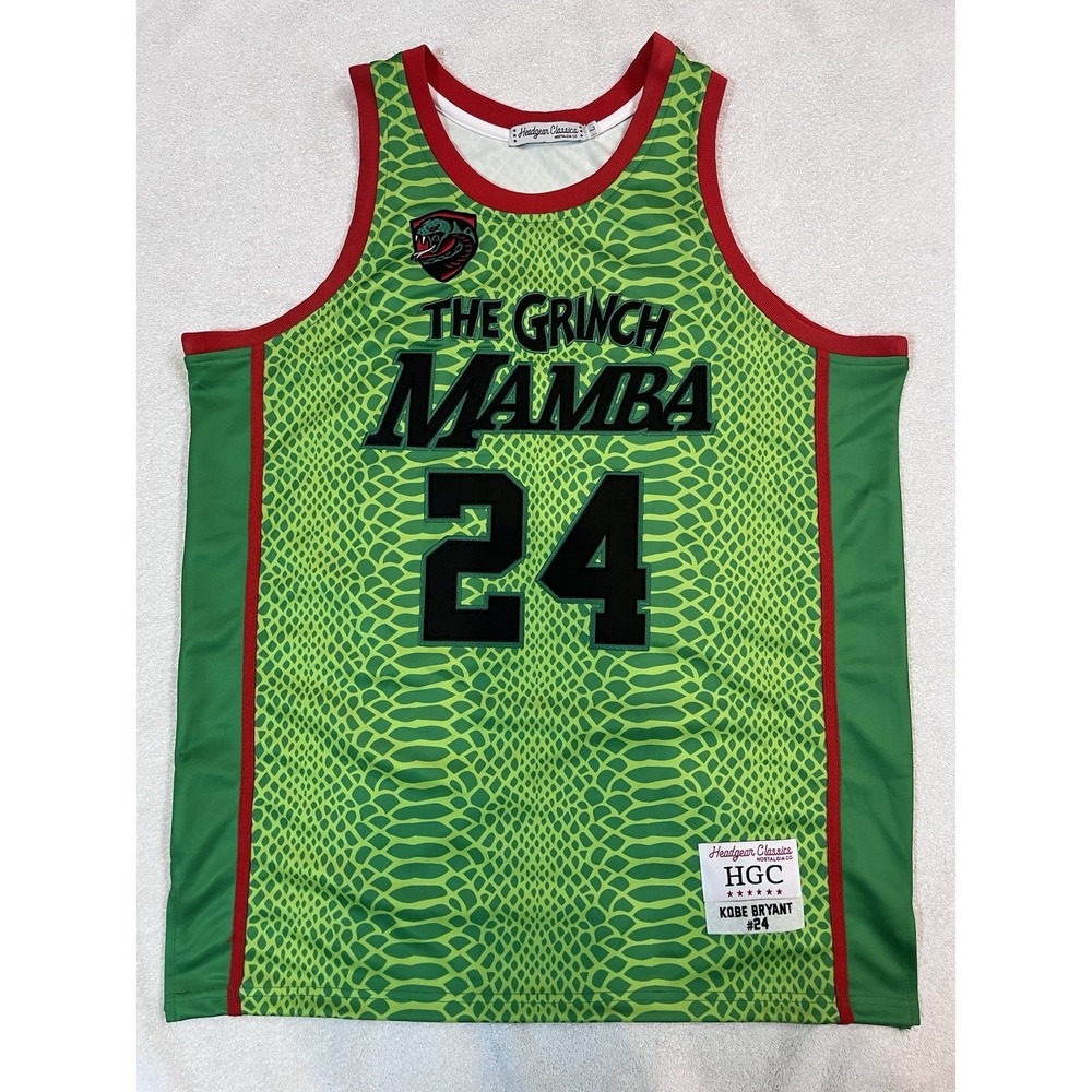 Headgear Classics #24 Kobe Bryant The Grinch Mamba Basketball Jersey Men Large